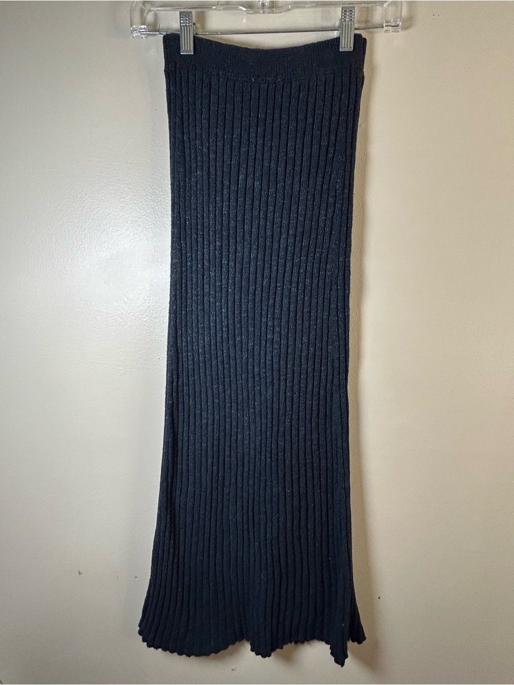 Free People Long Ribbed Knit Maxi Skirt in Black